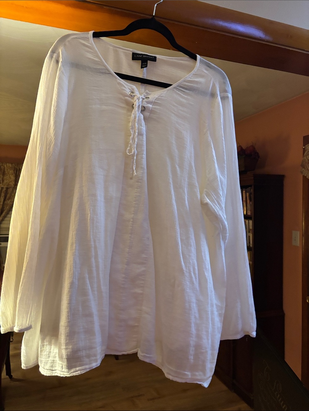 Lane Bryant White Lace-Up Boho Tunic